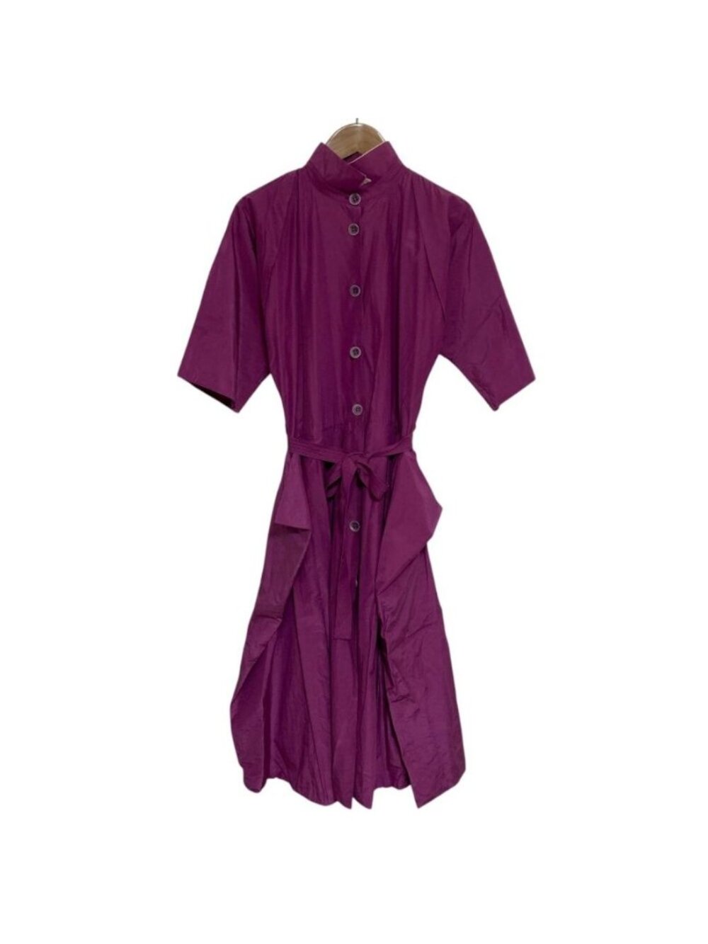 Bottega Veneta Cotton Silk Short Sleeve Shirt Dress Purple Spring Summer 40